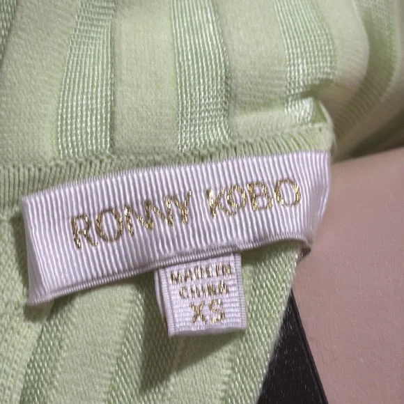 Ronny Kobo Lime Green Adkins Knit Fringe Dress - Picture 11 of 17